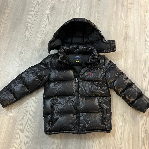 Ralph Lauren Polo Down Winter Coat Kids Black Puffer Jacket size 7